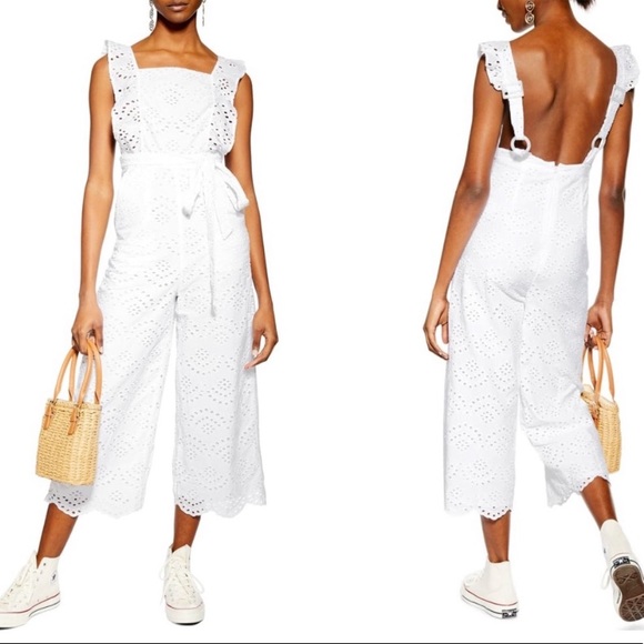 Topshop eyelet jumpsuit overalls white - Picture 1 of 8